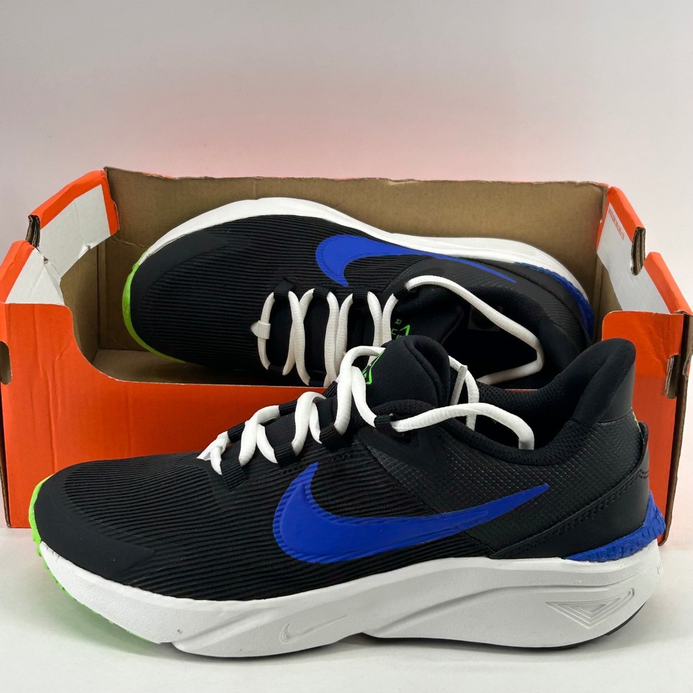 Nike Star Runner 4 Kids Size 5Y Black Racer Blue DX7615-004 Running Sneakers